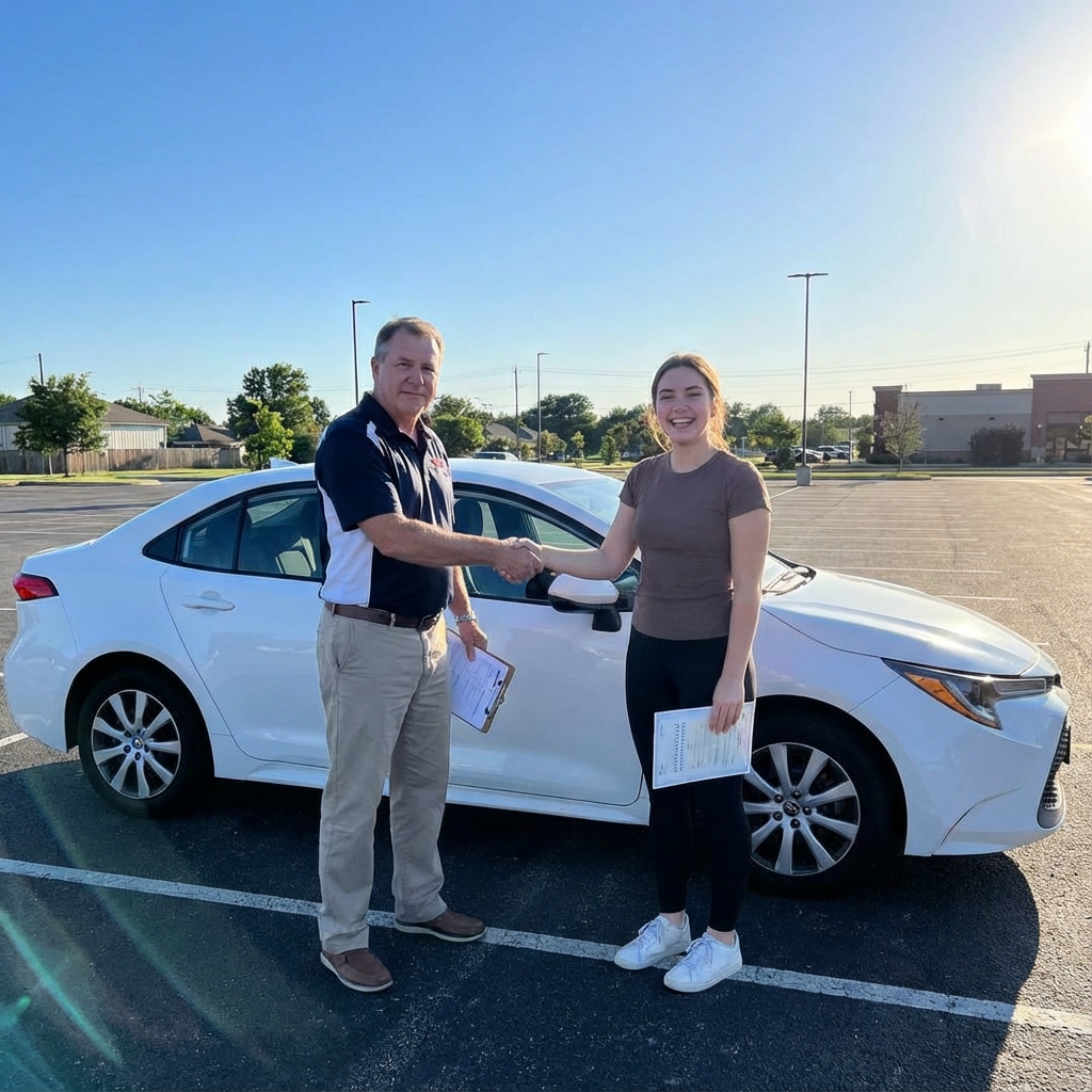 Aluno cumprimentando instrutor